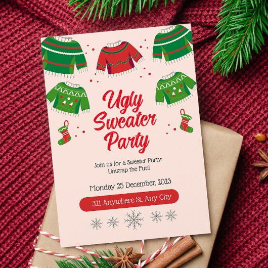 ダサいクリスマススウェットパーティーの招待状 招待状