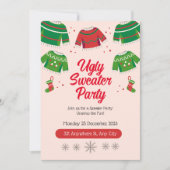 ダサいクリスマススウェットパーティーの招待状 招待状 (正面)