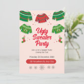 ダサいクリスマススウェットパーティーの招待状 招待状 (スタンド正面)