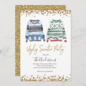 ダサいクリスマススウェットパーティー クリスマスホリデーの招待状 招待状 (正面/裏面)