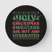 ダサいクリスマススウェーターは人気だが過大評価されている ラウンド壁時計 (正面)