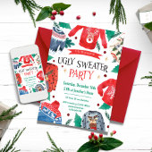 ダサいクリスマススウェーター パーティー招待状 テンプレート