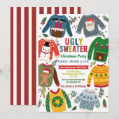 ダサいクリスマススウェーター パーティー フェスティブ ジャンパー 招待状 (正面/裏面)