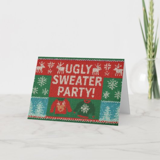 ダサいクリスマススウェーター パーティー 招待状 (正面)