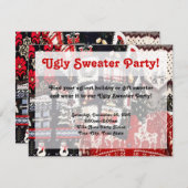 ダサいスウェットパーティーの招待状, レトロな赤と緑 招待状 (正面/裏面)