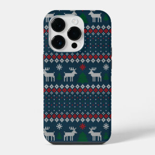 ダサいセーター クリスマス フェイクニットパターン 冬の休日 iPhone 14 PROケース