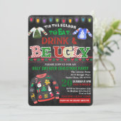 ダサいセーター 黒板 クリスマスパーティー招待状 招待状 (スタンド正面)