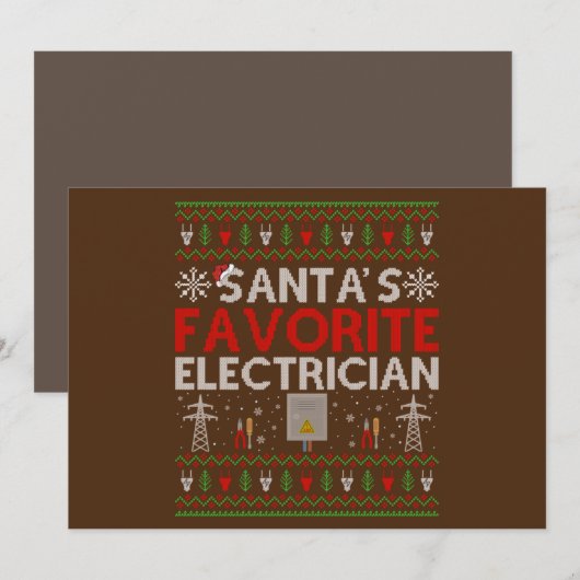 ダサい電気技師のクリスマスプレゼント サンタは電気技師が好き 招待状 (正面/裏面)