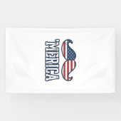 ダサかっこいいアメリカンヒゲ愛国ベクター デザイン 横断幕 (横)