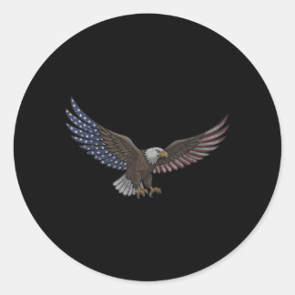 ダサかっこいいハクトウワシ アメリカ国旗 ラウンドシール