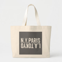 ダサかっこいいフォントのNYパリ東京LA ラージトートバッグ