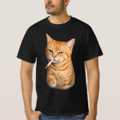 ダサかっこいい猫のミーム 喫煙猫 シガレット Tシャツ (正面)