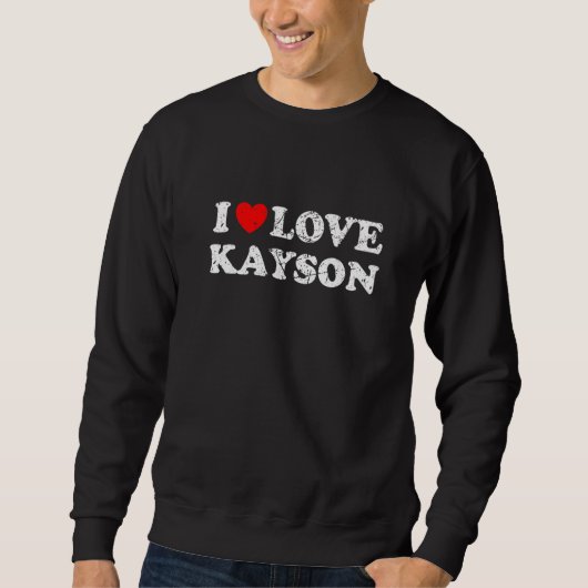 ダサかっこいい ダメージ加工 I Love Kayson スウェットシャツ (正面)