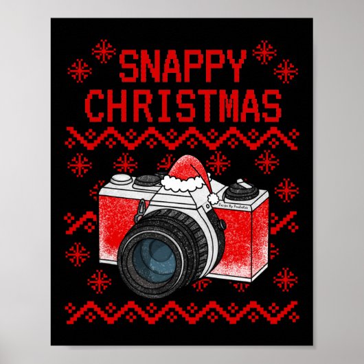 ダサかわクリスマス カメラ 写真家 Xmas フォトグラファー ポスター (正面)