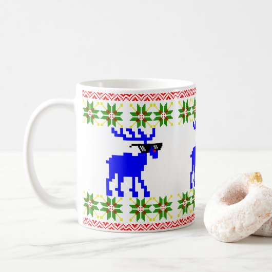 ダサかわセーター (かかわるな) トナカイ クリスマス コーヒーマグカップ (ドーナツ)
