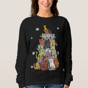 ダサ可愛いクリスマスセーターのキャットツリー 楽しいXmasの猫グッズ スウェットシャツ