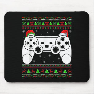 ダサ可愛いクリスマスセーターのビデオゲームコントローラー クリスマス マウスパッド