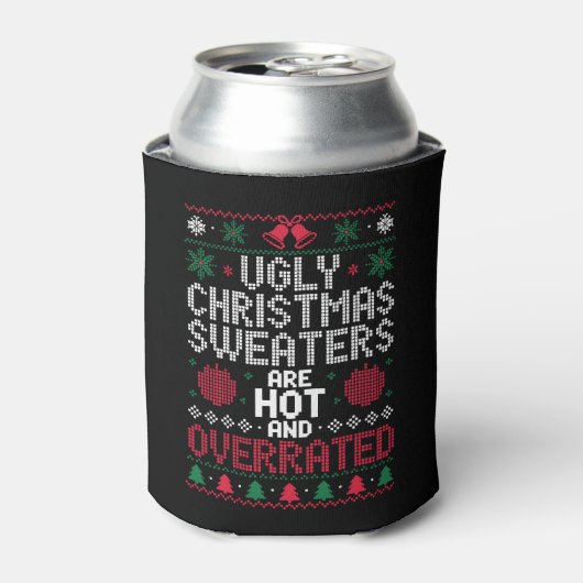 ダサ可愛いクリスマスセーターは大流行の過大評価Xmas 缶クーラー (缶正面)