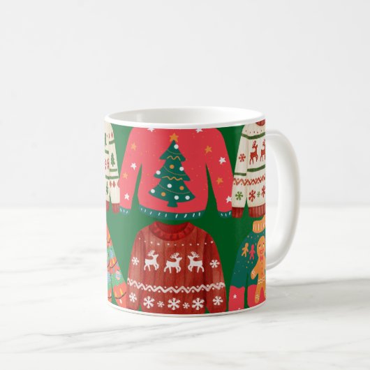 ダサ可愛いクリスマスセーター コーヒーマグカップ (正面右)