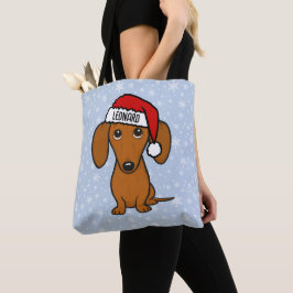 ダシュンサンタかわいいクリスマスウィーナードッグホリデー トートバッグ