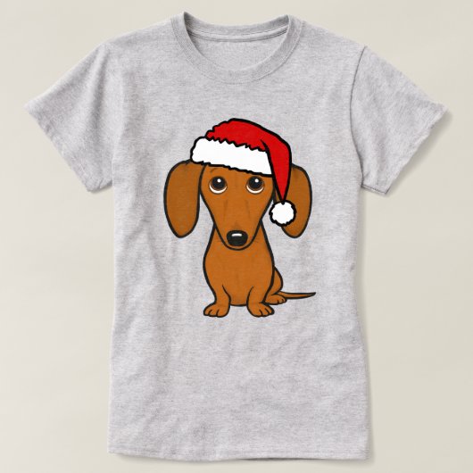 ダシュンサンタかわいいクリスマスウィーナードッグホリデー Tシャツ (デザイン正面)