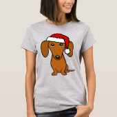 ダシュンサンタかわいいクリスマスウィーナードッグホリデー Tシャツ (正面)