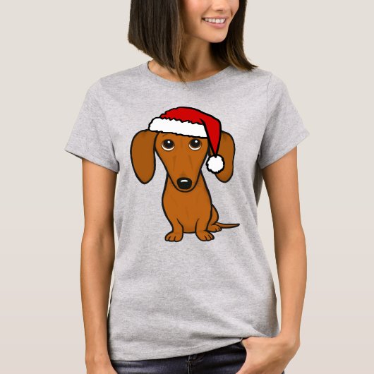 ダシュンサンタかわいいクリスマスウィーナードッグホリデー Tシャツ (正面)