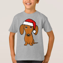 ダシュンサンタかわいいクリスマスウィーナードッグホリデー Tシャツ