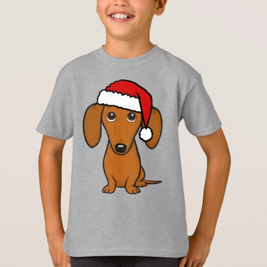 ダシュンサンタかわいいクリスマスウィーナードッグホリデー Tシャツ (正面)