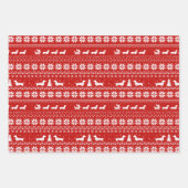 ダシュンズクリスマスホリデーパターンウィーナードッグズ ラッピングペーパーシート (正面3)