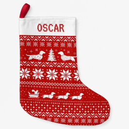 ダシュンズホリデイパターンウィーナードッグスカウトクリスマス スモールクリスマスストッキング