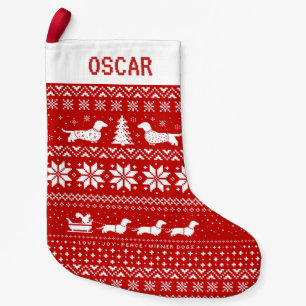 ダシュンズホリデイパターンウィーナードッグスカウトクリスマス スモールクリスマスストッキング