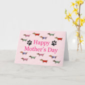 ダシュンソーセージ犬Wiener犬かわいいマザーズの日 カード (黄色い花)