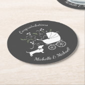 ダシュンダベビーシャワーウィーナードッグ男女兼用 ラウンドペーパーコースター (アングル)