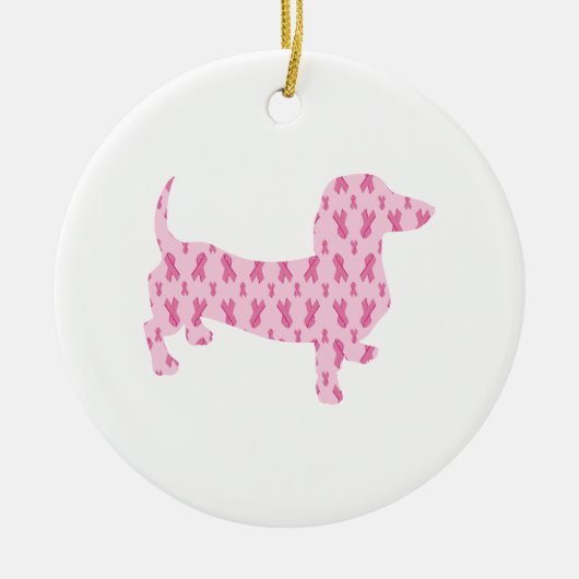ダシュントがんピンクリボン セラミックオーナメント (正面)