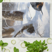 ダシュントが雪のクリスマスを過ごす キッチンタオル (折り畳み)