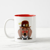 ダシュントとスティームパンクボウリングをする人、 クリケットの投手帽子 ツートーンマグカップ (左)