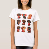 ダシュントと赤いハートウォーターカラーバレンタイン Tシャツ (正面)