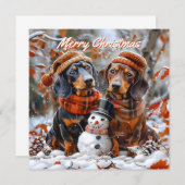 ダシュントと雪だるまクリスマス ノートカード (正面/裏面)
