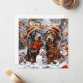 ダシュントと雪だるまクリスマス ノートカード (正面/裏面インサイチュ)