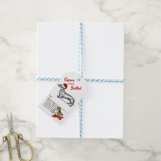 ダシュントのクリスマスホリースノーフレークをパーソナライズ ギフトタグ (より糸付き)