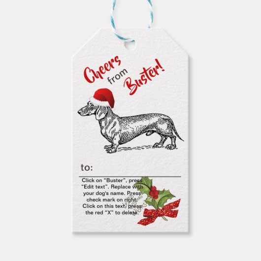 ダシュントのクリスマスホリースノーフレークをパーソナライズ ギフトタグ (正面)