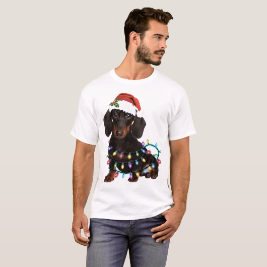 ダシュントのクリスマス犬の美しい帽子の犬 Tシャツ (正面フル)