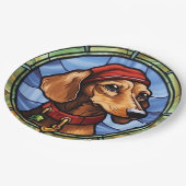 ダシュントのステンドグラスのクリスマス ペーパープレート (アングル)