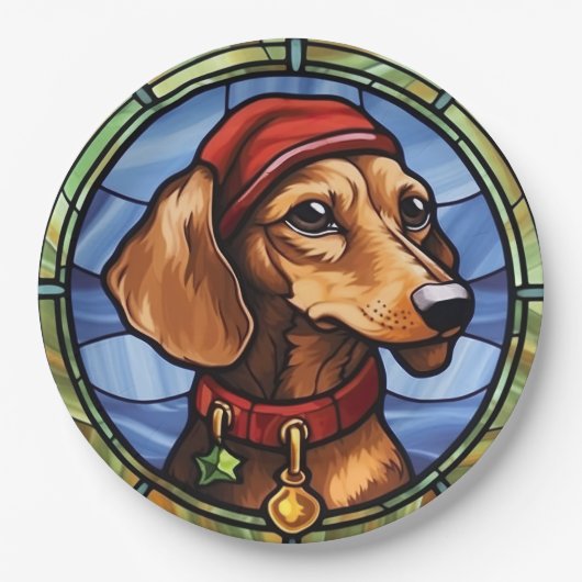 ダシュントのステンドグラスのクリスマス ペーパープレート (正面)