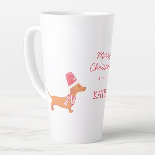 ダシュントのソーセージ犬の恋人のギフトクリスマス カフェラテマグ (左アングル)