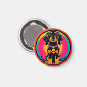 ダシュントの子犬が虹に囲ま鮮やかれた マグネット (正面/裏面)