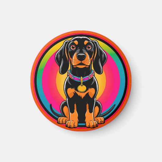 ダシュントの子犬が虹に囲ま鮮やかれた マグネット (正面)