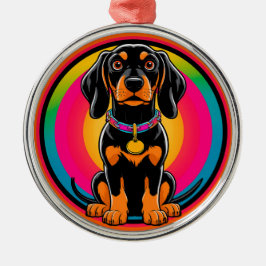ダシュントの子犬が虹に囲ま鮮やかれた メタルオーナメント