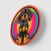 ダシュントの子犬が虹に囲ま鮮やかれた ラウンド壁時計 (傾斜)